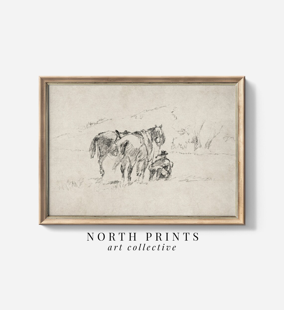 Vintage Western Cowboy Sketch, Minimalist Art Print