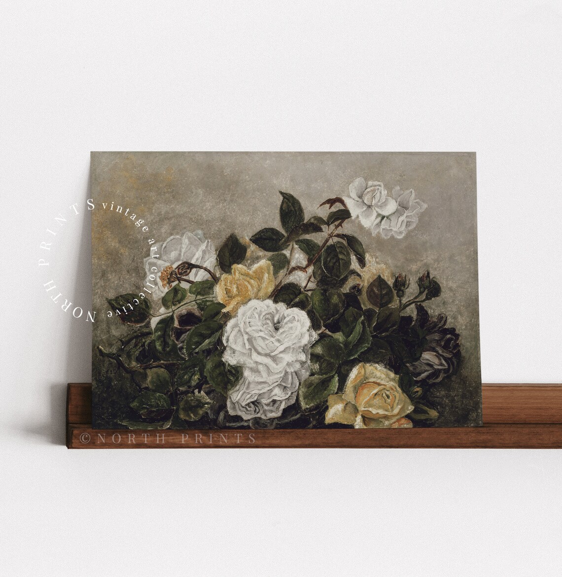 Yellow Roses Antique Still Life Art Print - Image 4