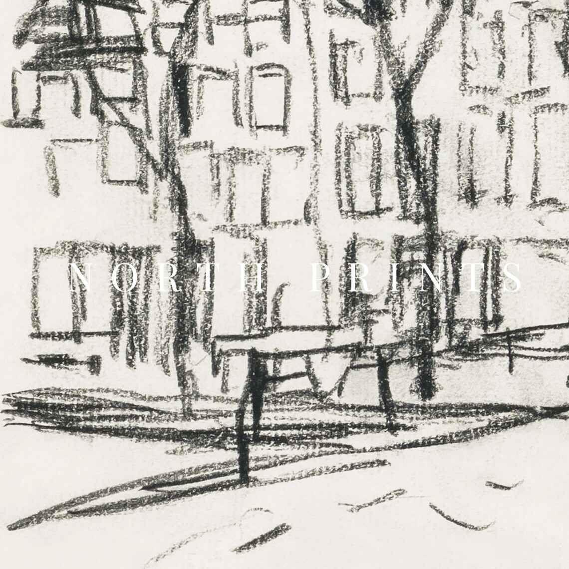Vintage Amsterdam Architecture Sketch, Abstract Line Drawing - Image 3