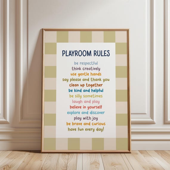 Playroom Rules Poster for Kids, Montessori Sign