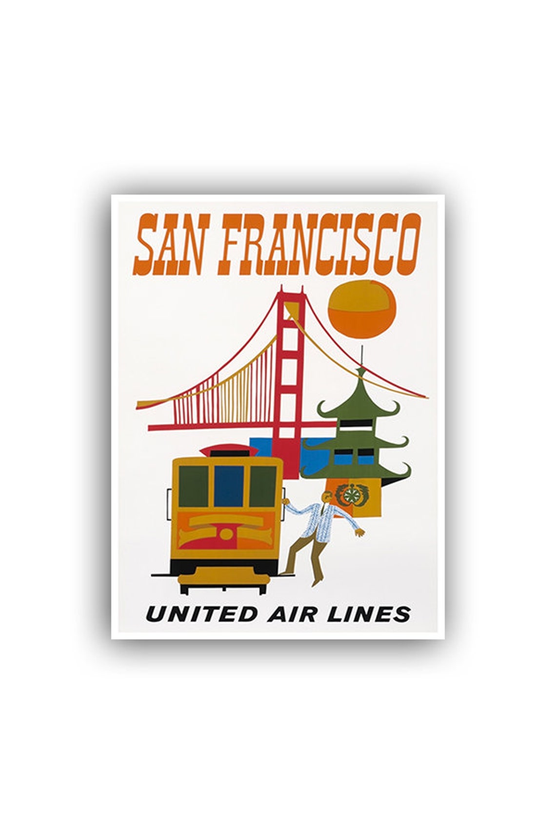 San Francisco Golden Gate Bridge Vintage United Airlines Poster