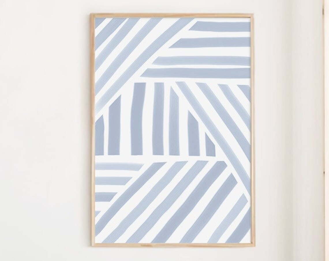 Baby Blue Print, Blue Stripe Minimalist Art Print
