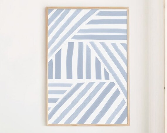 Baby Blue Print, Blue Stripe Minimalist Art Print