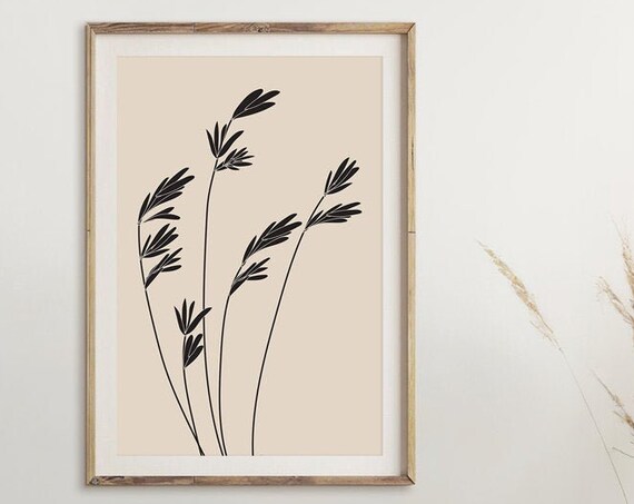 Black Dried Grass Print Grass Illustration Print Desert Grass Poster Abstract Wall Art Minimalist Print Living Room Wall Art Wall Decor