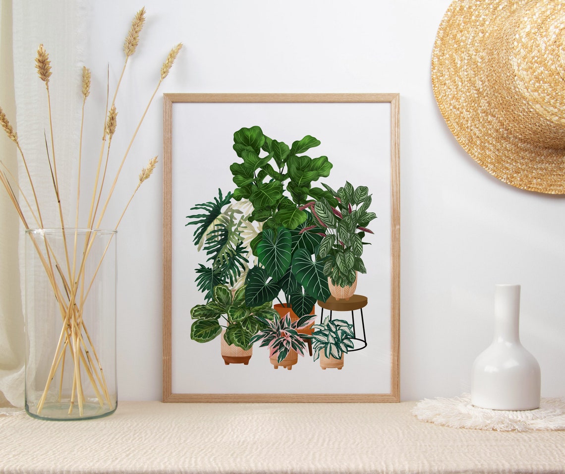 Houseplant Collection Poster Fiddle Leaf Monstera Calathea Decor - Image 2