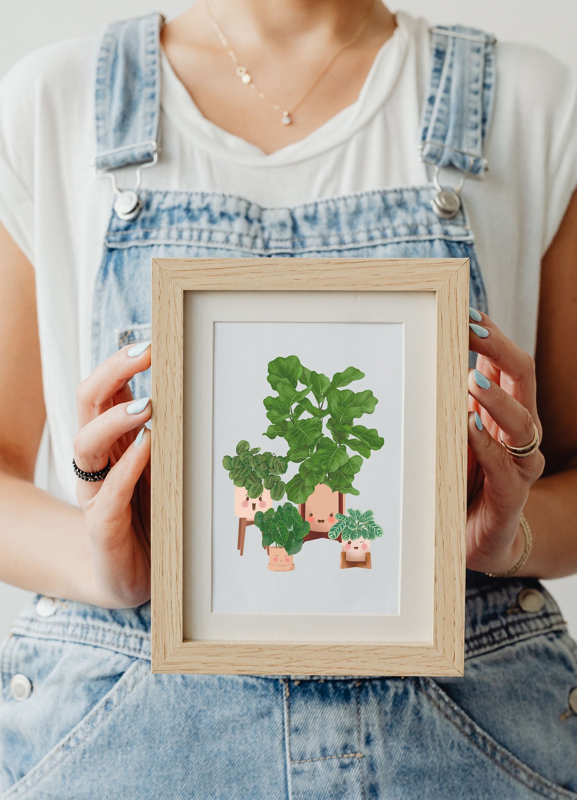 Tall Fiddle Leaf Fig And Smiling Plant Friends Happy Group Poster - Image 2