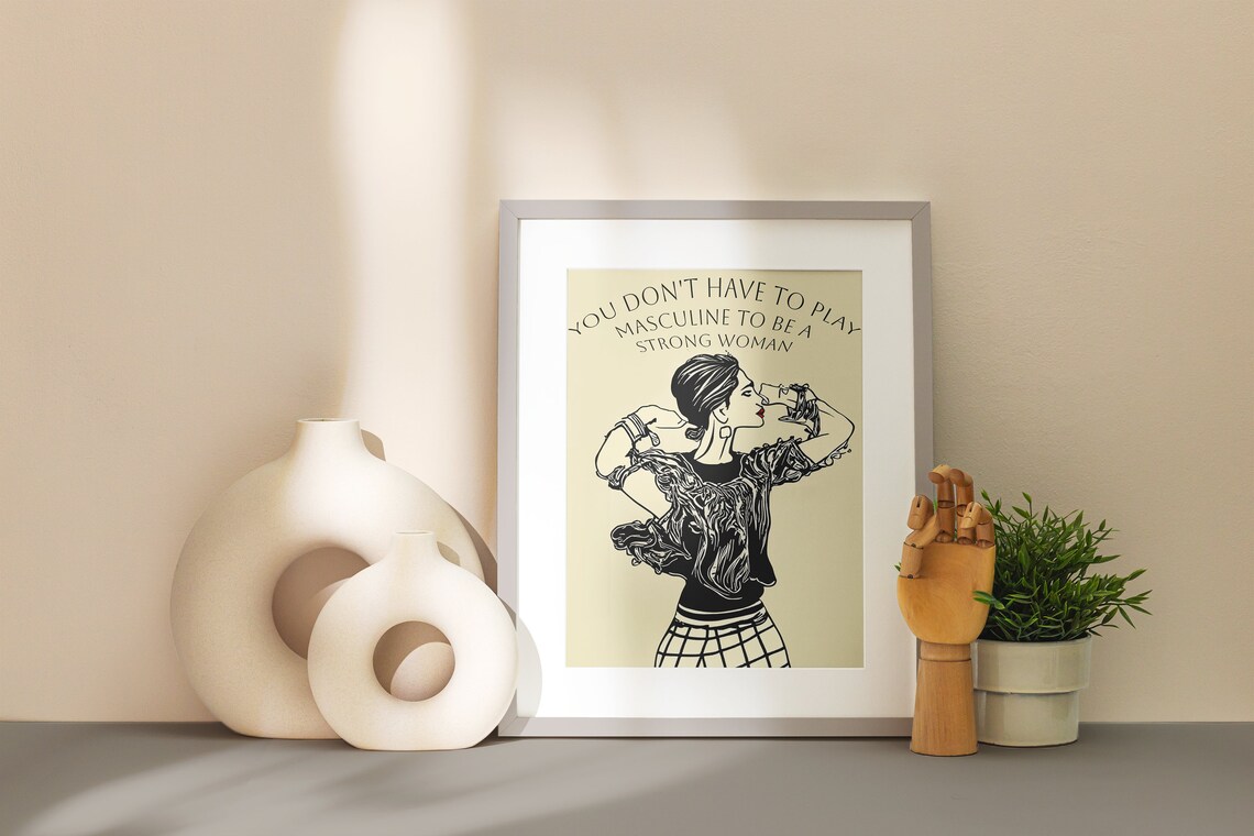 Vintage Feminist Strong Woman Power Quote With Retro Illustration Poster - Image 3