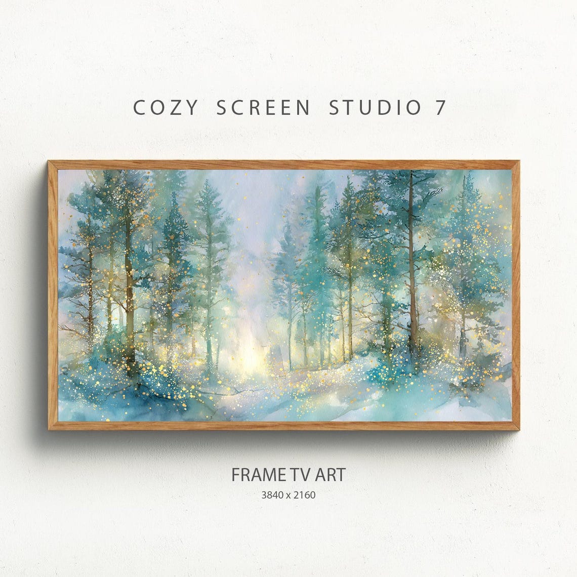 Christmas Forest Frame Tv Art Festive Vintage Painting
