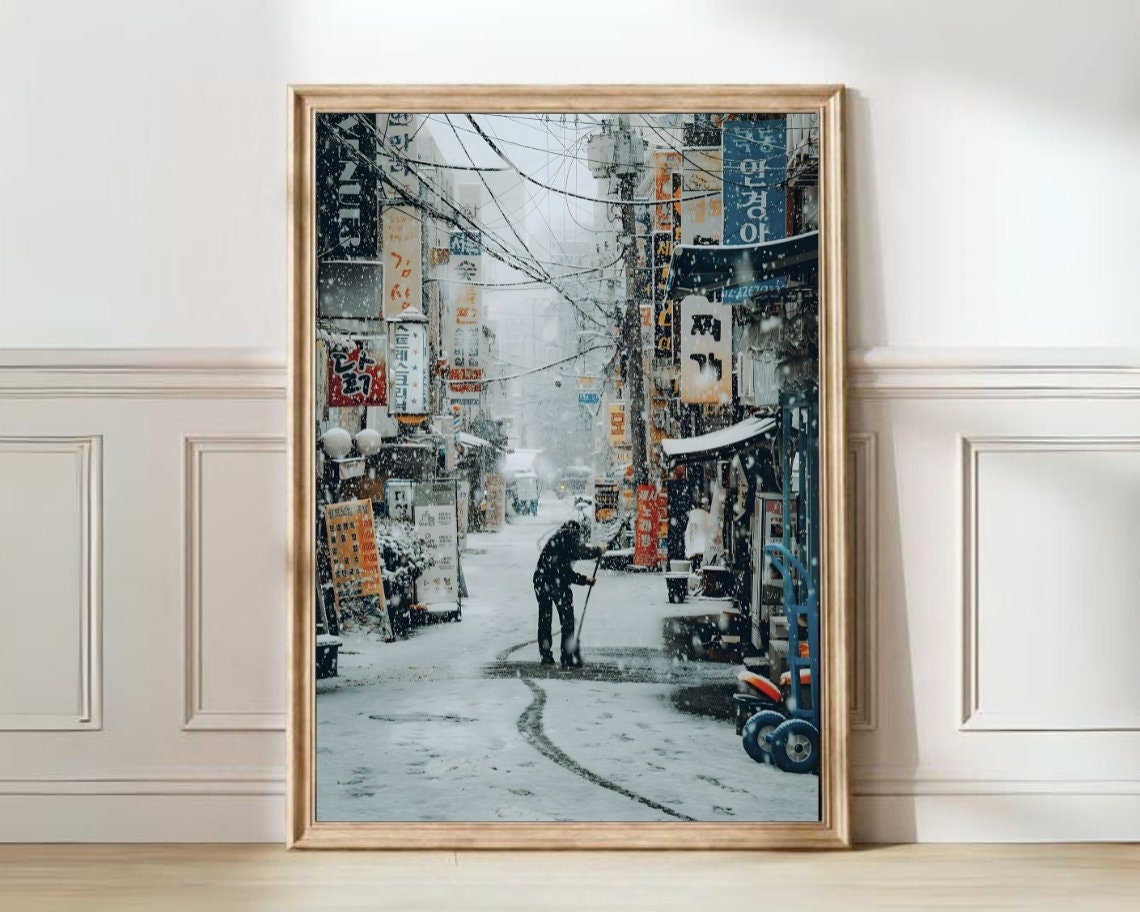 Korea Print Korea Poster Seoul Print Winter Wall Art Seoul Travel Poster Korea Gift Seoul Traveler Gift Winter Print