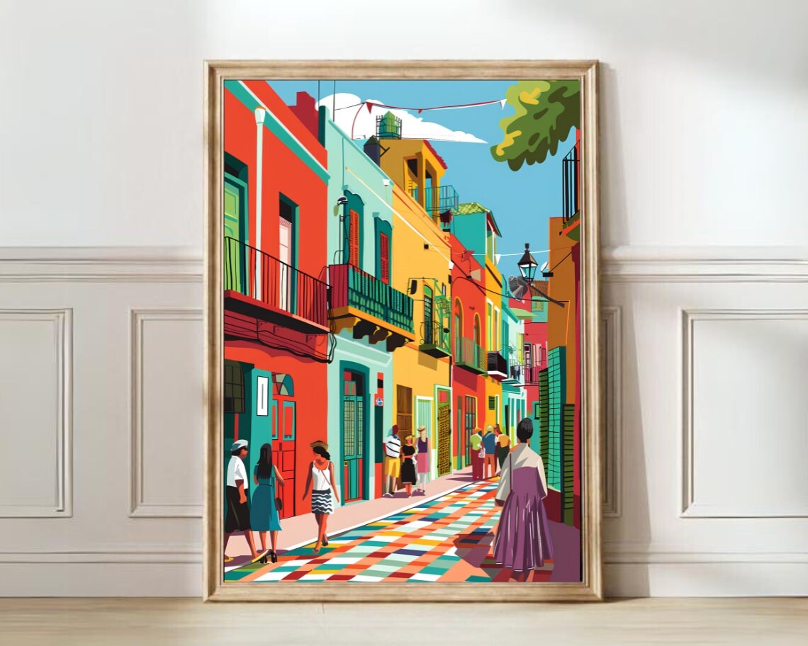 Colorful La Boca Street Buenos Aires Argentina Travel Poster