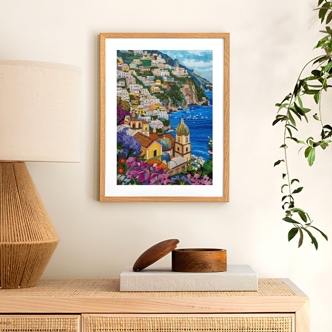Amalfi Print Amalfi Mosaic Print Bead Art Positano Poster Amalfi Illustration Colorful Wall Art Eclectic Print Italy Print Amalfi Travel - Image 3