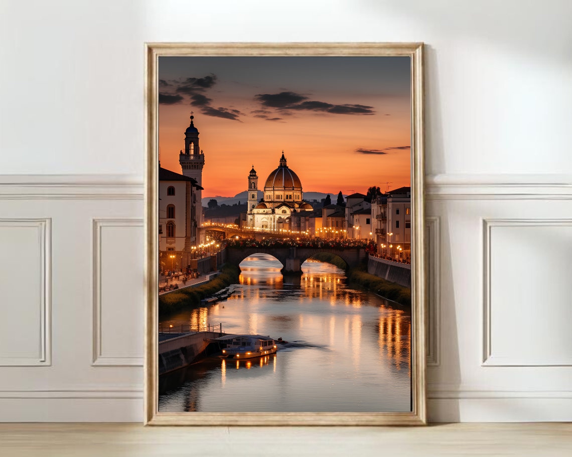 Florence Italy Travel Poster, Ponte Vecchio Print