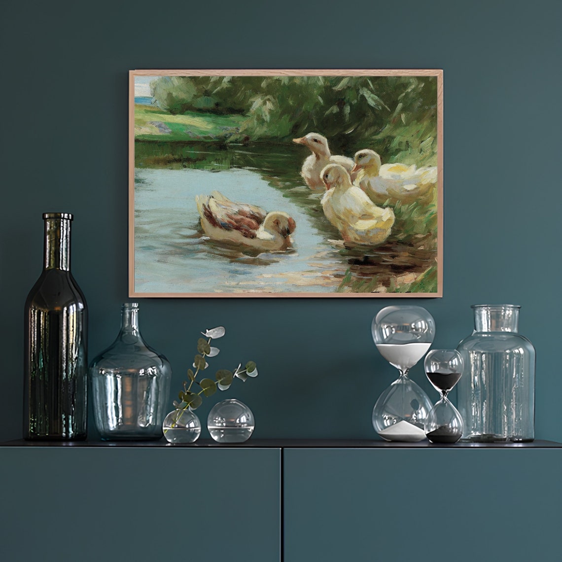 Vintage Impressionist Painting of Ducklings by a Pond Poster - Image 2