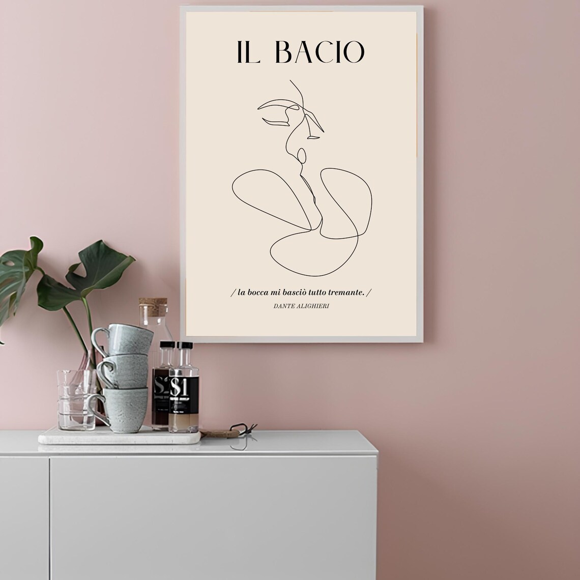 Il Bacio Kiss Dante Alighieri Minimalist Line Art Love Poster - Image 2