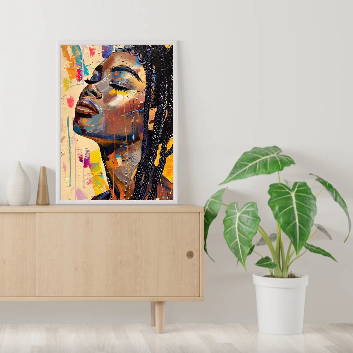 Eclectic Woman Painting Pop Art Large Wall Art Maximalist Painting Street Art Loft Wall Art Black Woman Portrait Printable Wall Art - Image 2