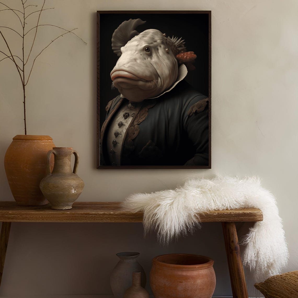 Victorian Blobfish Gentleman Portrait In Tailcoat Dark Gothic Poster - Image 2