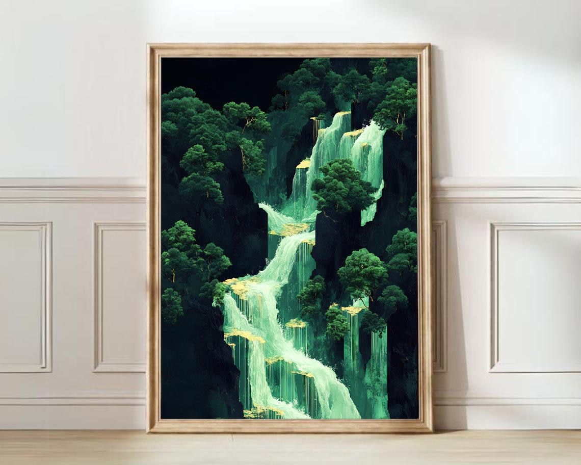 Japanese Waterfall Vintage Art Print, Hokusai