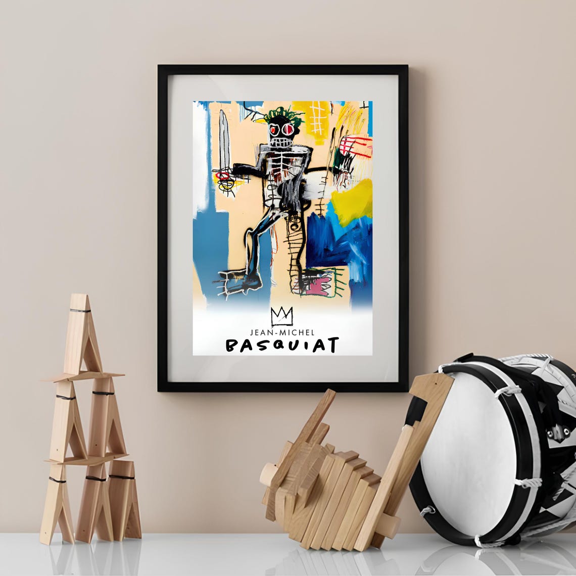 Jean-Michel Basquiat Warrior Skeleton Neo Expressionist Art Poster - Image 3
