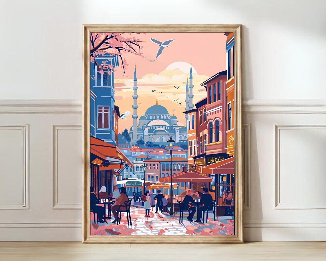 Istanbul Illustration Travel Poster, Hagia Sophia Print