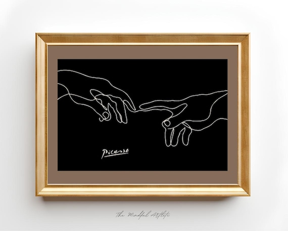 Picasso Print Touching Hands Print Modern Gallery Abstract Print Line Art Print Minimalist Print Abstract Lines Poster Black Art Print