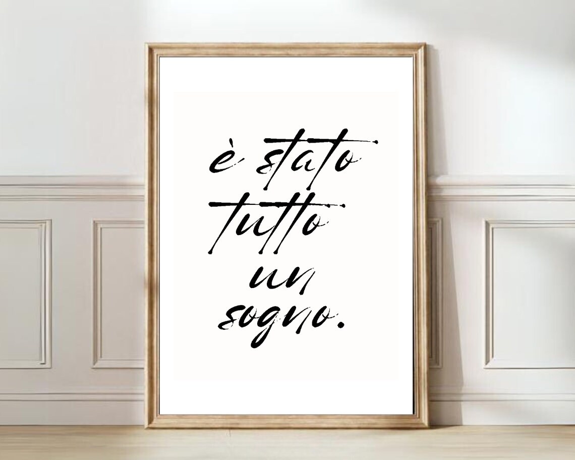 E Stato Tutto Un Sogno Italian Dream Script Typography Poster