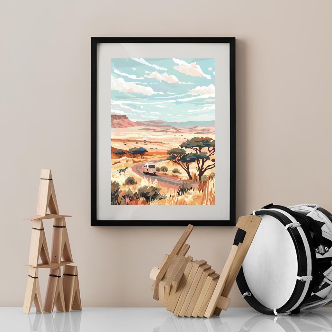 Namibia Travel Poster, Safari Roadtrip Illustration - Image 3