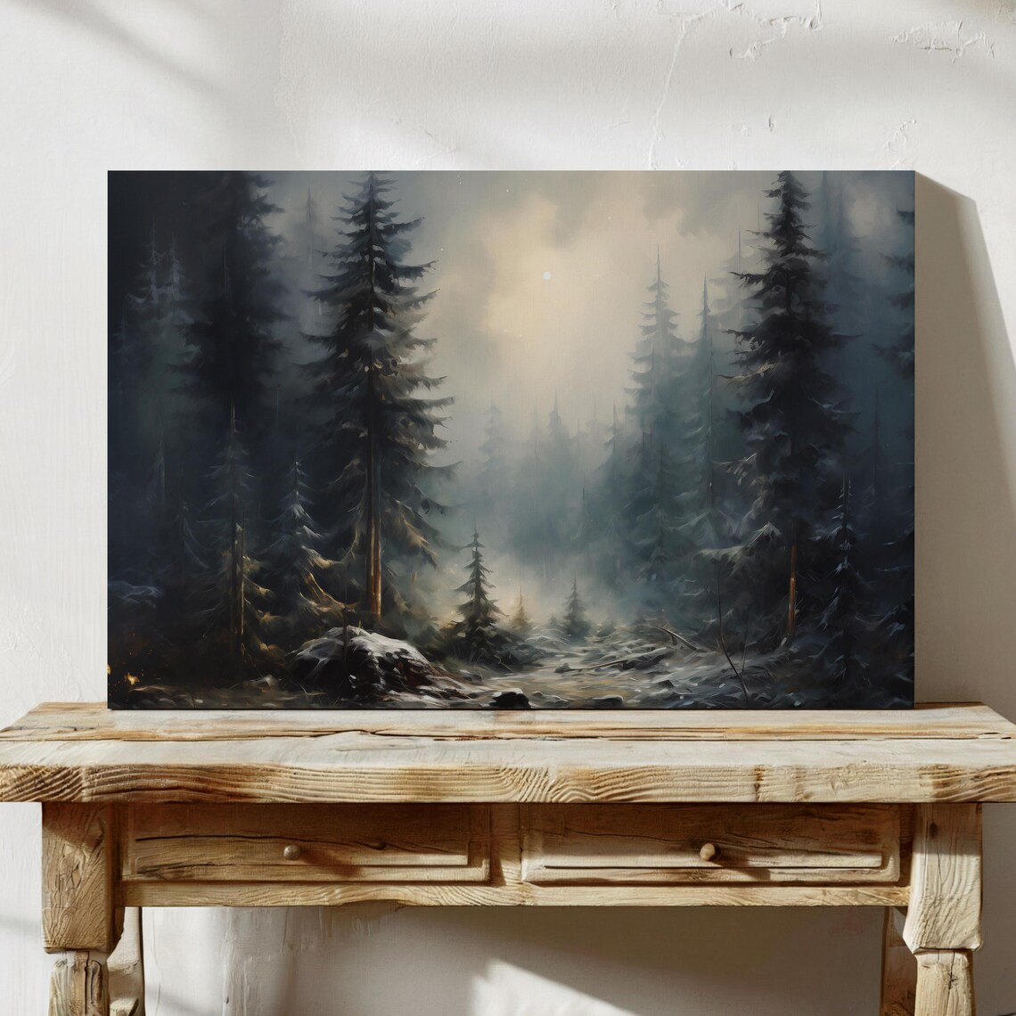 Misty Pine Forest Winter Landscape Foggy Evergreen Trees Print - Image 4