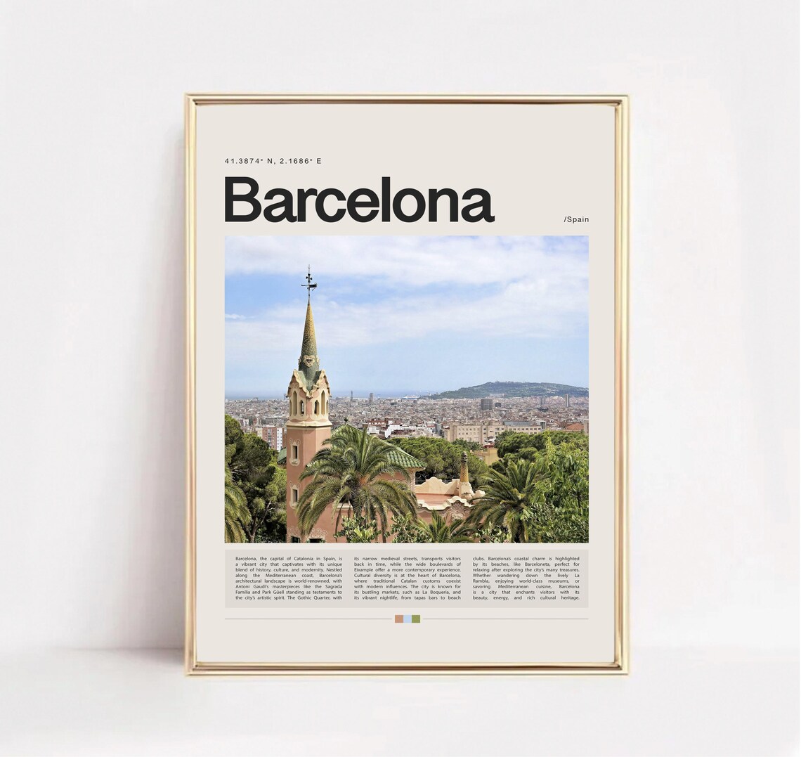 Barcelona Travel Poster, Spain Place Wall Art - Image 2