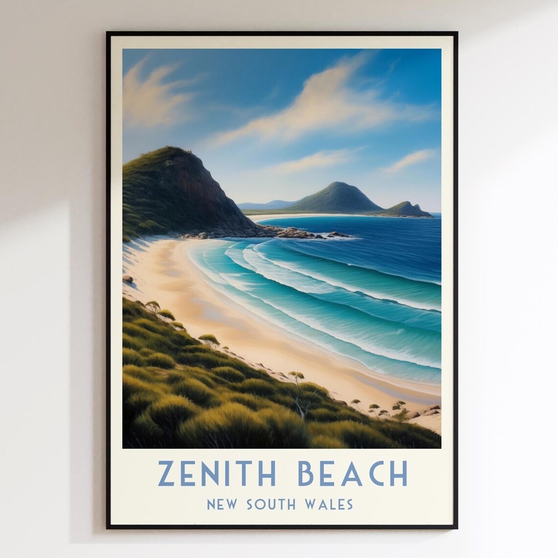 Zenith Beach White Sand Cove Headland New South Wales Travel Poster