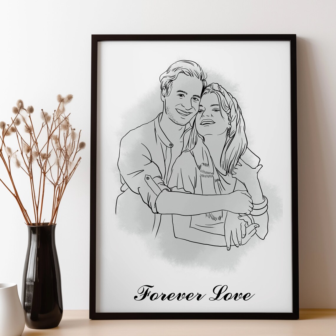 Custom Line Art Personalized Portrait Art Print - Image 4