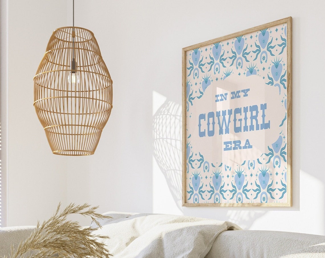 In My Cowgirl Era Blue Western Ornament Border Text Quote Poster - Image 3