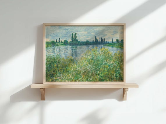 Claude Monet Banks Of The Seine Vintage Print Landscape Wall Art