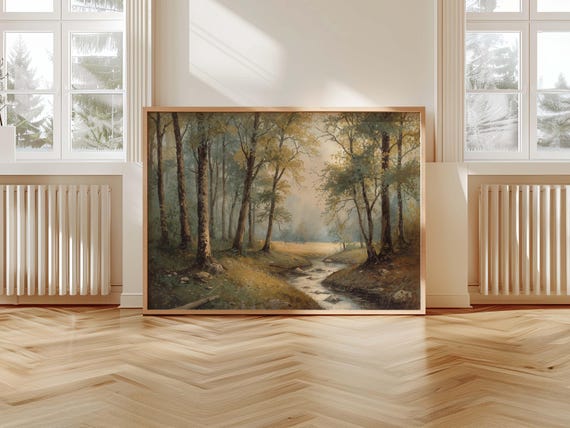 Dappled Sunlight Trees Painting Vintage Landscape Canvas Art Print