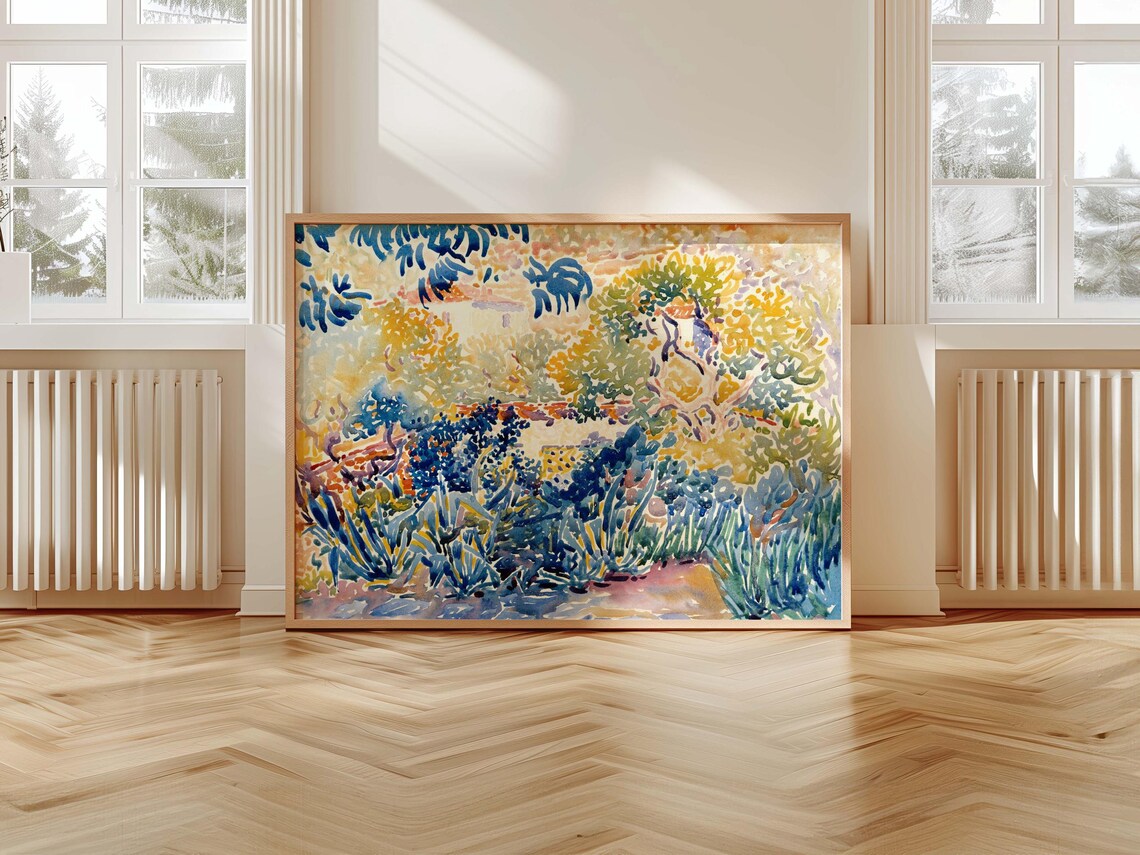 Neo Impressionist Garden Painting Colorful Pointillist Art Poster