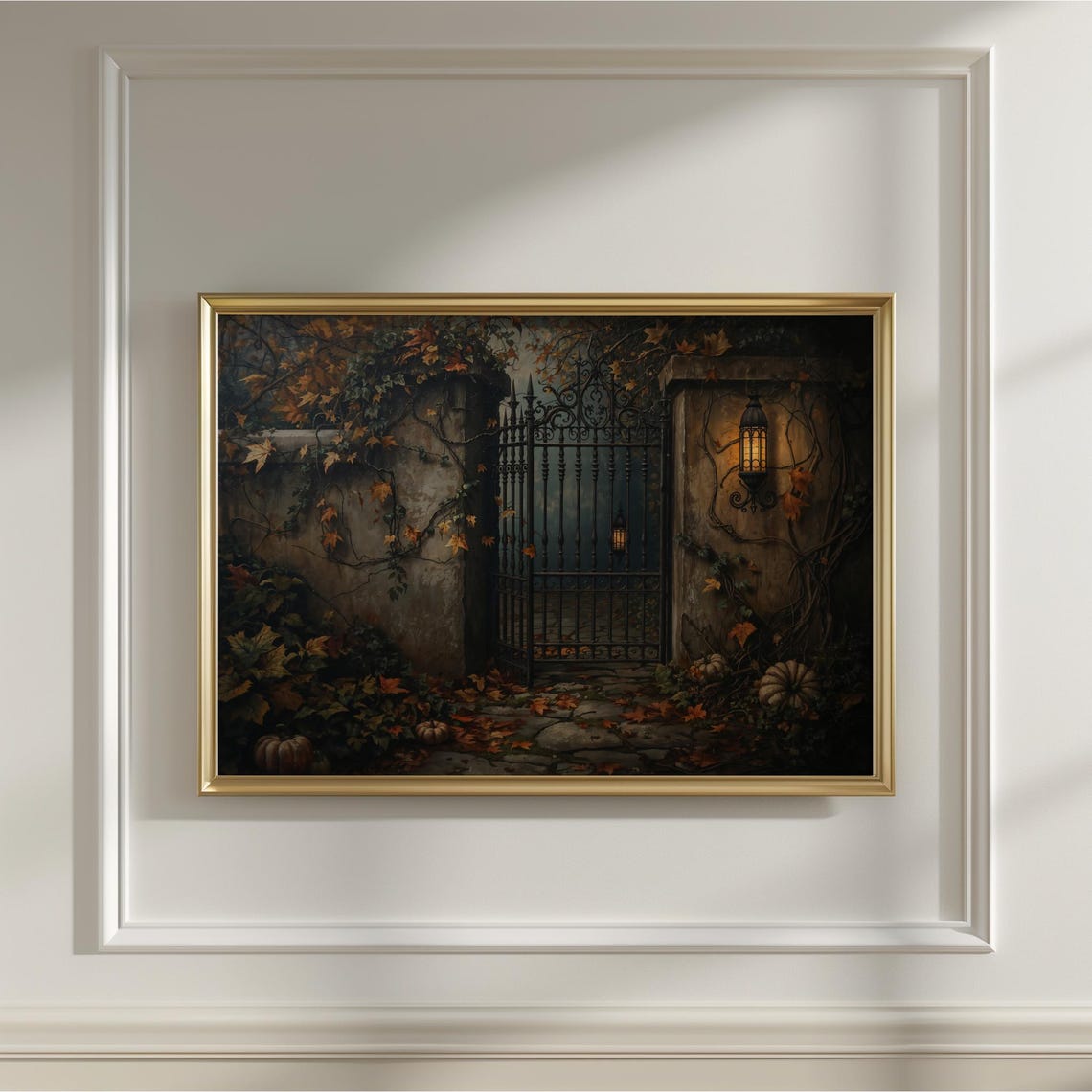 Vintage Gothic Halloween Garden Art Print Spooky Home Decor