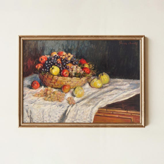 Claude Monet Apples And Grapes Vintage Art Print Still Life Painting