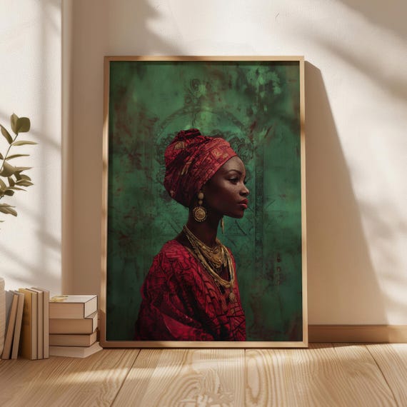 Antique Style Wall Art African Royal Woman Poster Prints Downloads Home Decor