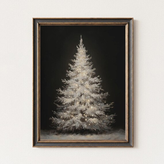 Christmas Tree Wall Art, Snowy Pine Holiday Decor