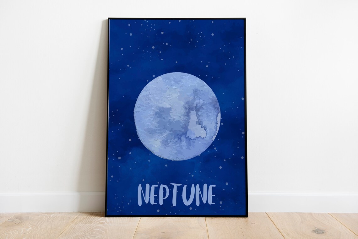 Watercolor Earth Planet Kids Space Bedroom Nursery Decor Poster - Image 8