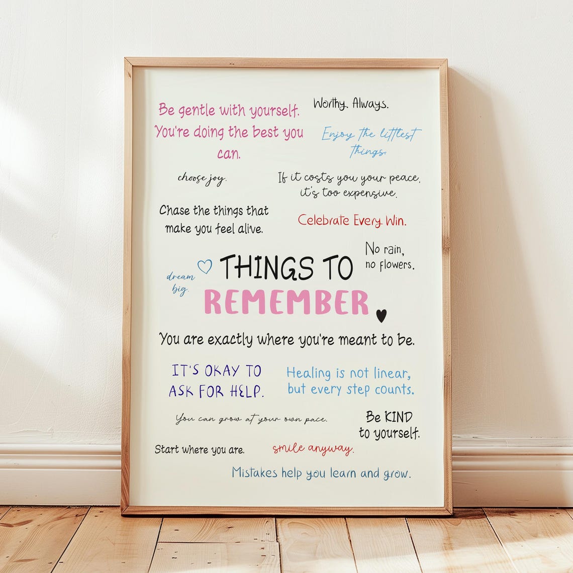 Things To Remember Positive Affirmations Mental Health Poster