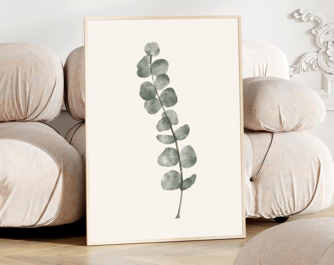 Eucalyptus Watercolor Botanical Art Print, Minimalist