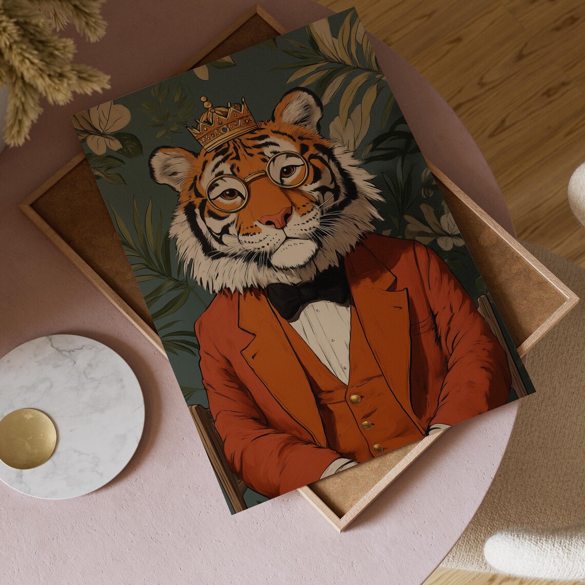 Royal Tiger, Quirky Animal Portrait Art Print - Image 2