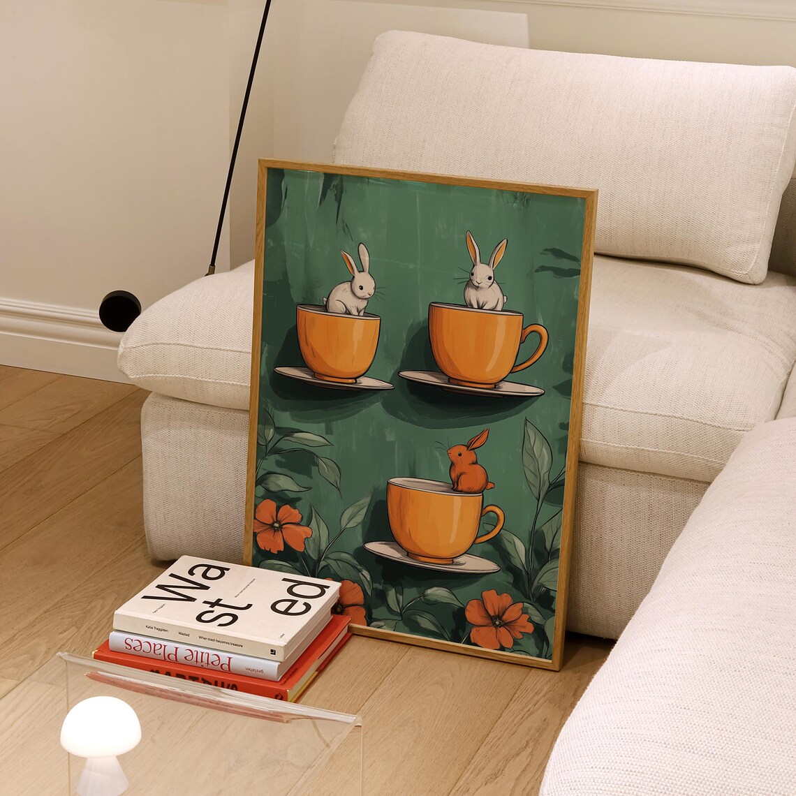 Quirky Bunny Tea Party Art Print, Whimsical Decor - Image 2