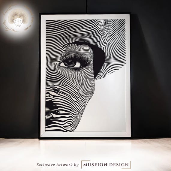Abstract Woman Line Art Minimalist Black And White Portrait Modern Wall Decor Print