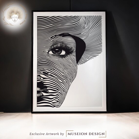 Minimalist Black White Line Art Woman Portrait One Line Drawing Poster