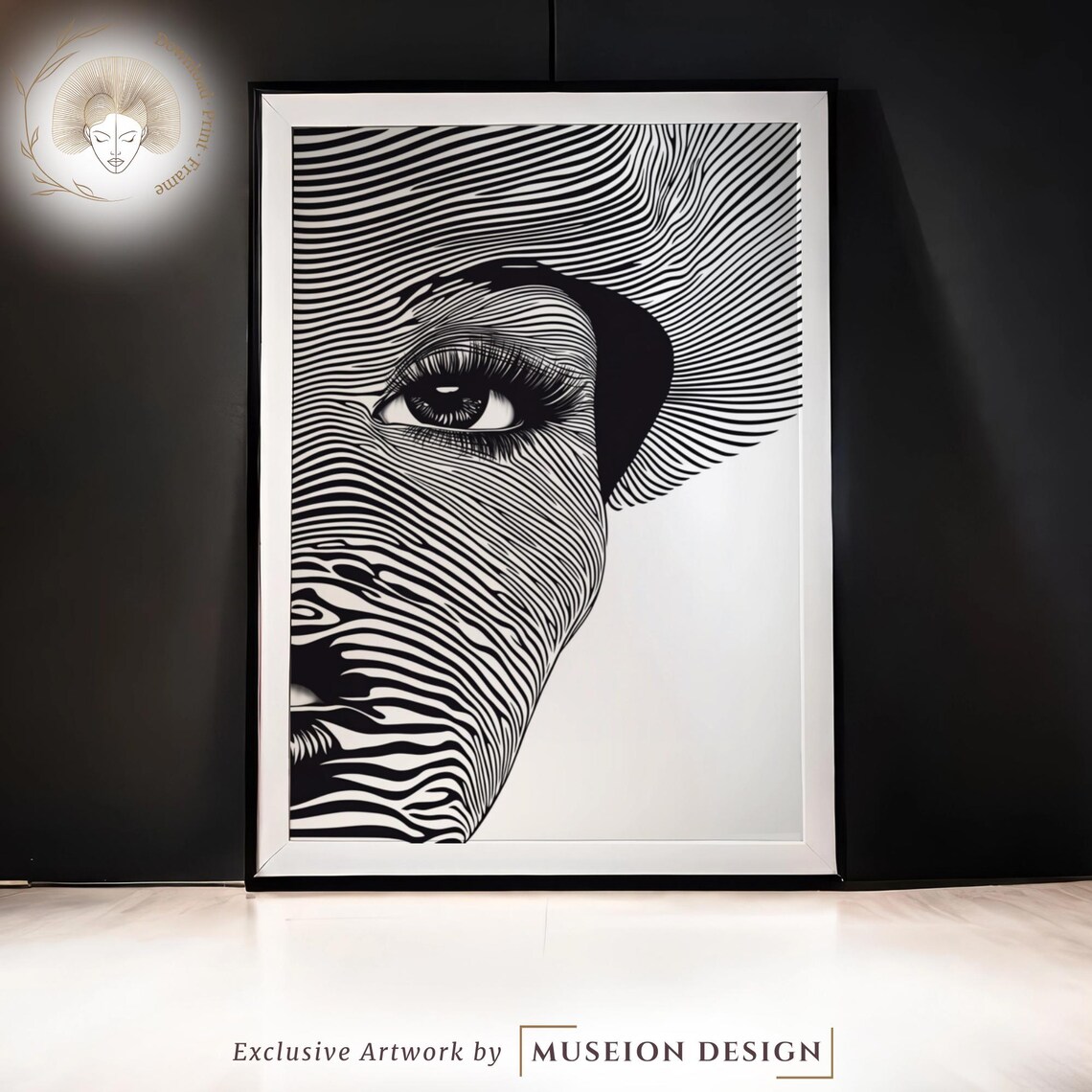 Abstract Woman Line Art Minimalist Black And White Portrait Modern Wall Decor Print
