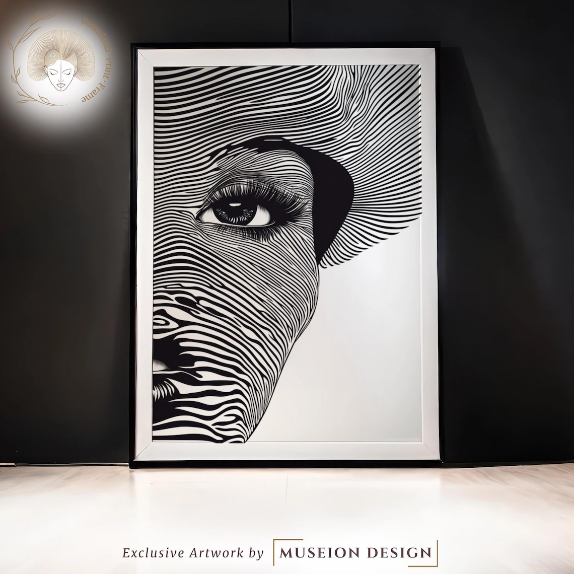 Minimalist Black White Line Art Woman Portrait One Line Drawing Poster