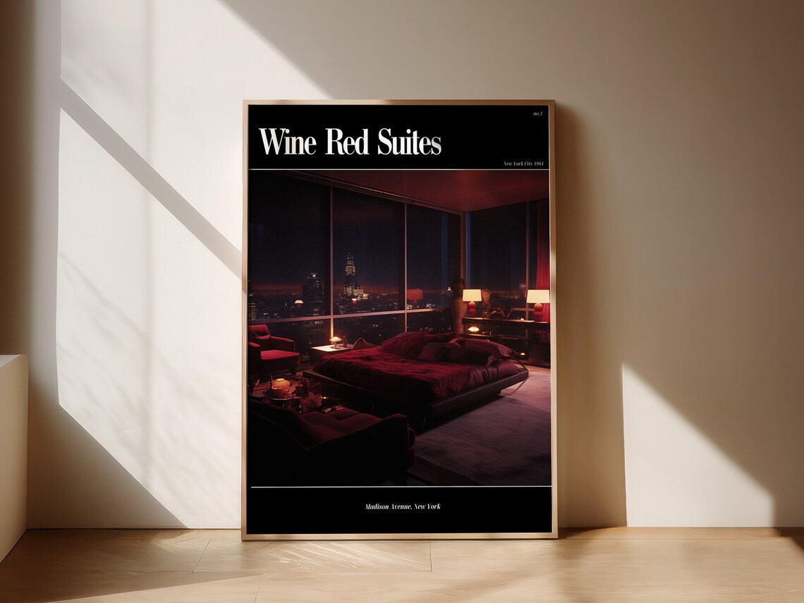 Wine Red Suites 1984 New York Penthouse Night View Art Poster