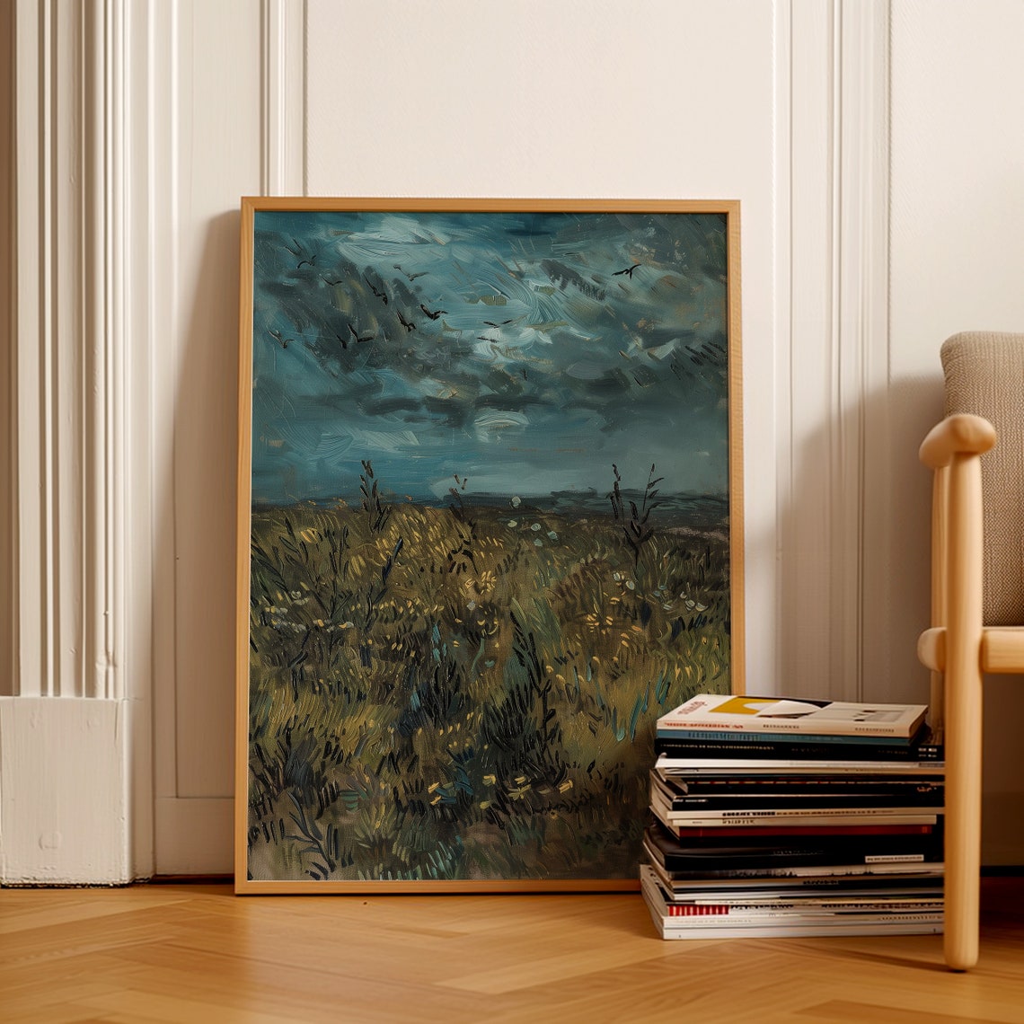 Van Gogh Wheatfield with Crows Stormy Sky Oil Painting Poster - Image 2