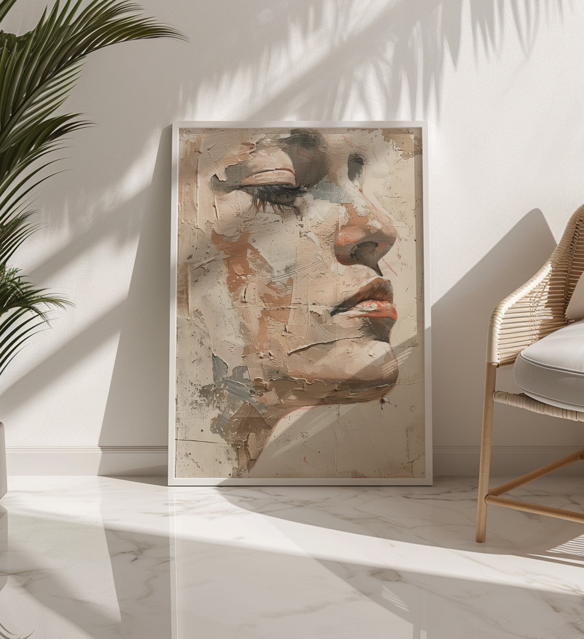 Woman Profile Impasto Strokes Modern Abstract Portrait Poster - Image 3